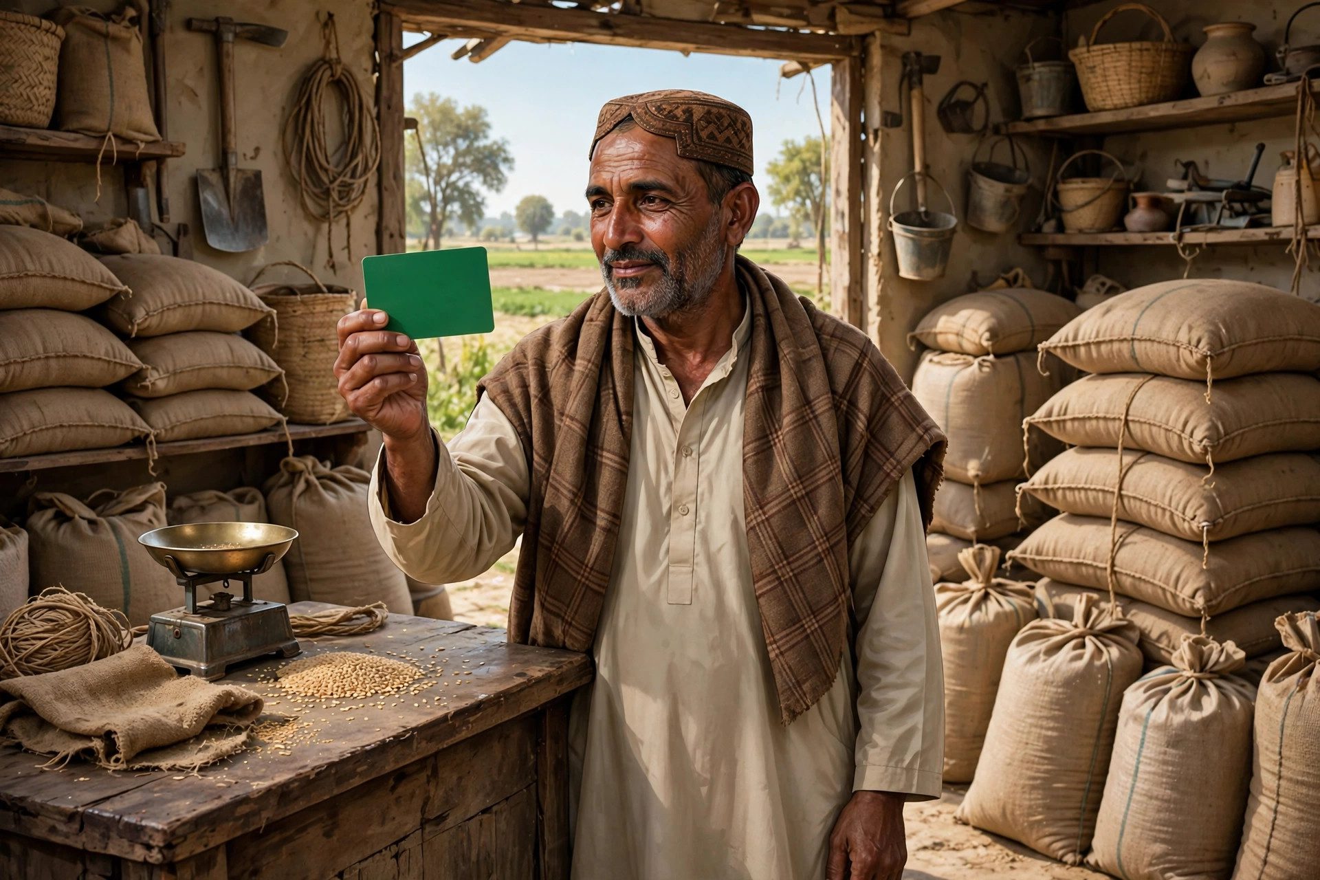 Punjab farmer using Kisan Card at a registered agricultural input dealer